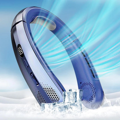 Portable Neck Fan – 8000mAh, LED Display, Quiet Cooling