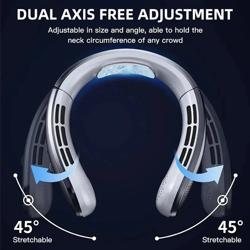 Portable Neck Fan – 8000mAh, LED Display, Quiet Cooling