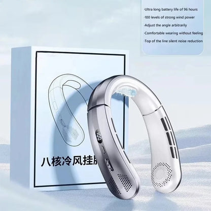 Portable Neck Fan – 8000mAh, LED Display, Quiet Cooling