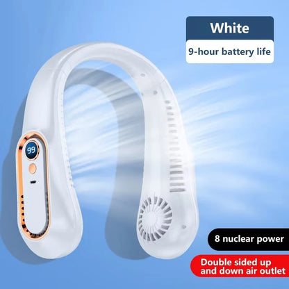 Portable Neck Fan – 8000mAh, LED Display, Quiet Cooling