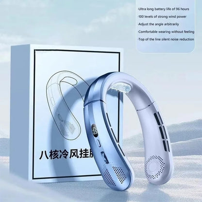 Portable Neck Fan – 8000mAh, LED Display, Quiet Cooling
