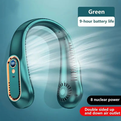 Portable Neck Fan – 8000mAh, LED Display, Quiet Cooling