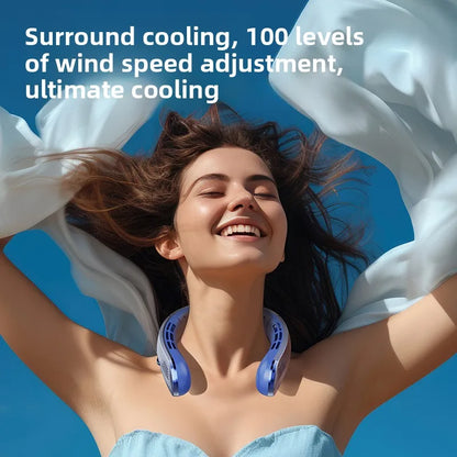 Portable Neck Fan – 8000mAh, LED Display, Quiet Cooling